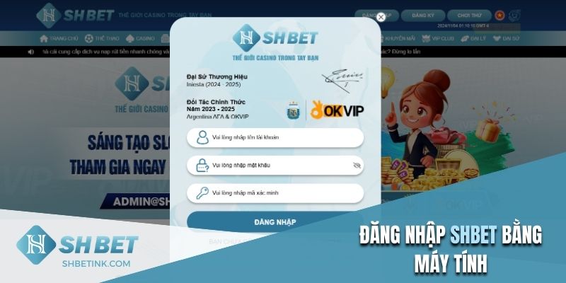 Dễ dàng đăng nhập SHBET ở máy tính