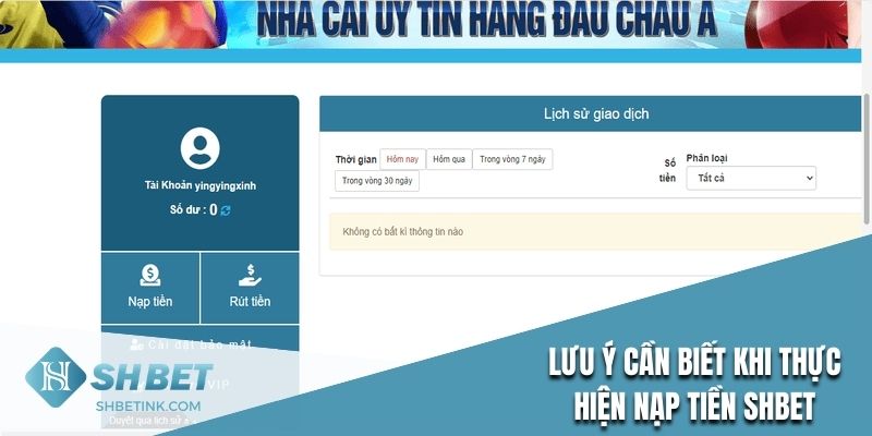 Lưu ý quan trọng cần biết khi thực hiện nạp tiền vào tài khoản